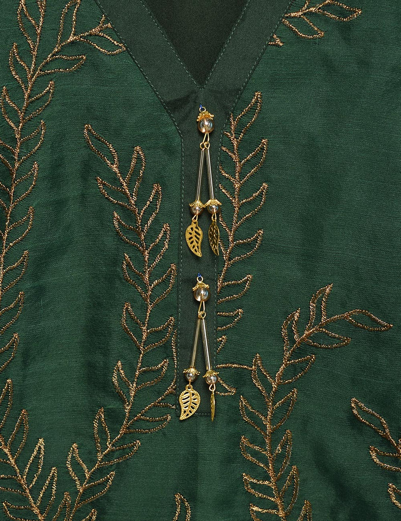 Organza Embroidered Stitched Kurti - Jasmine Creeper (T20-062C-Green)