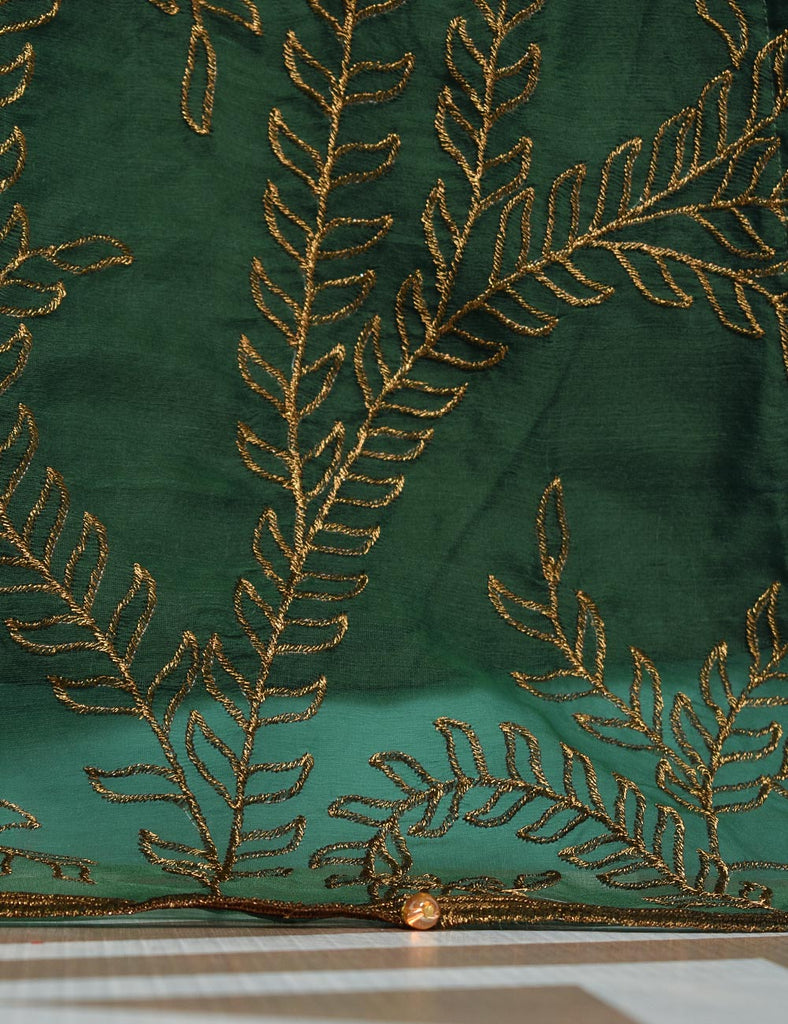 Organza Embroidered Stitched Kurti - Jasmine Creeper (T20-062C-Green)