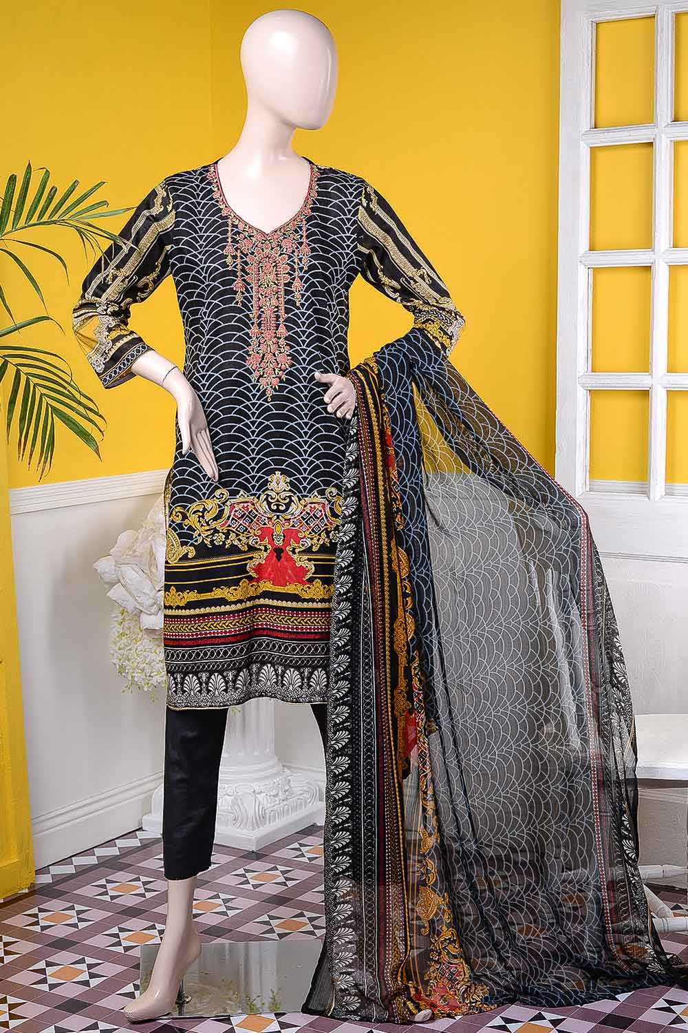 (LE-4B) Burning Style | Un-stitched Embroidered Lawn