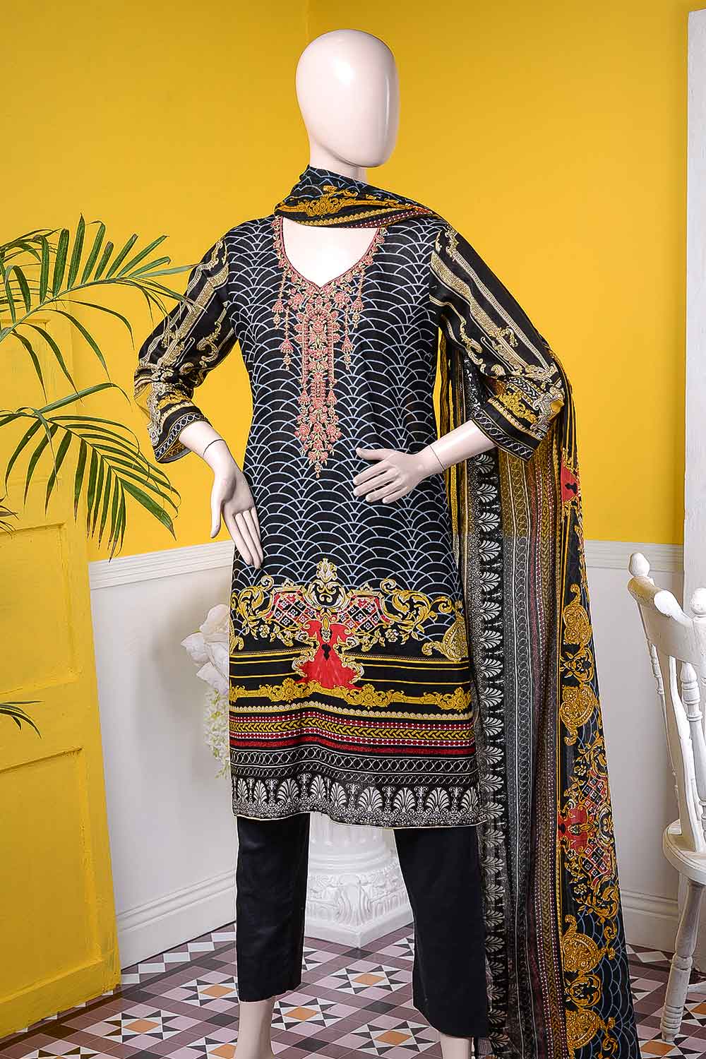 (LE-4B) Burning Style | Un-stitched Embroidered Lawn