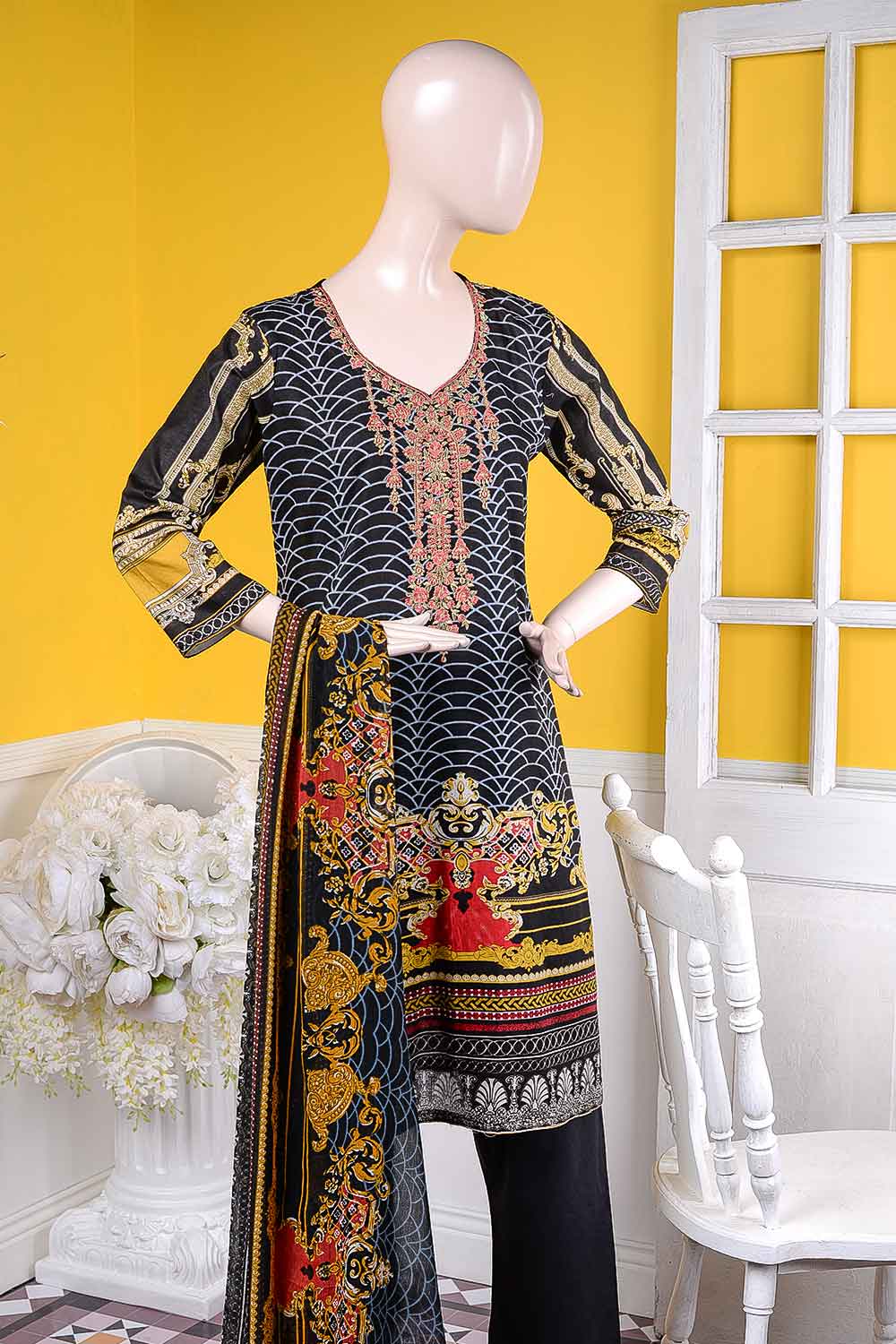 (LE-4B) Burning Style | Un-stitched Embroidered Lawn