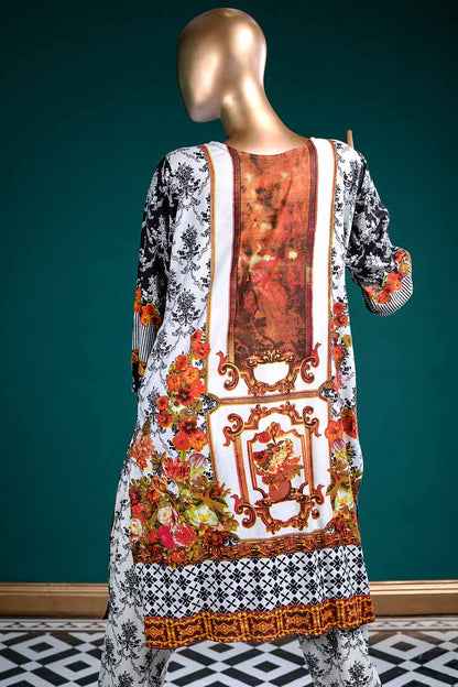 LL-1A - Frosty Affair |  Unstitched Printed & Embroidered Linen Dress