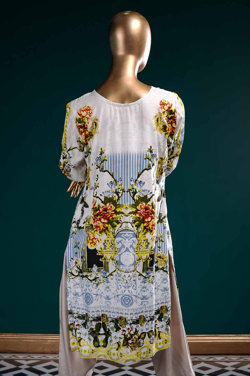 LL-3B - Lavender Odor  |  Unstitched Printed & Embroidered Linen Dress