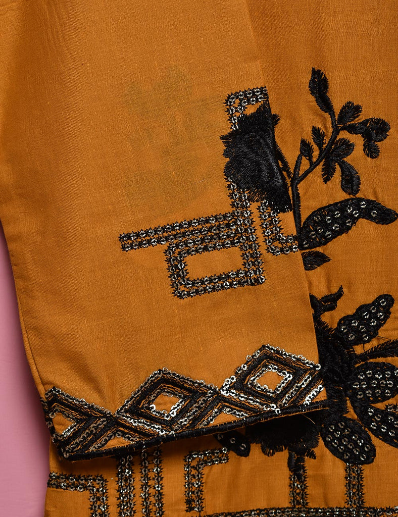 Cotton Embroidered Stitched Kurti - Limbo (TS-019A-Mustard)