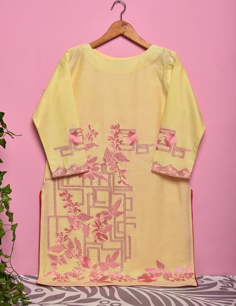 Cotton Embroidered Stitched Kurti - Limbo (TS-019B-LightYellow)