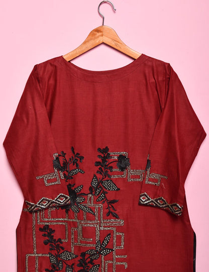 Cotton Embroidered Stitched Kurti - Limbo (TS-019C-Maroon)