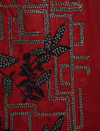 Cotton Embroidered Stitched Kurti - Limbo (TS-019C-Maroon)