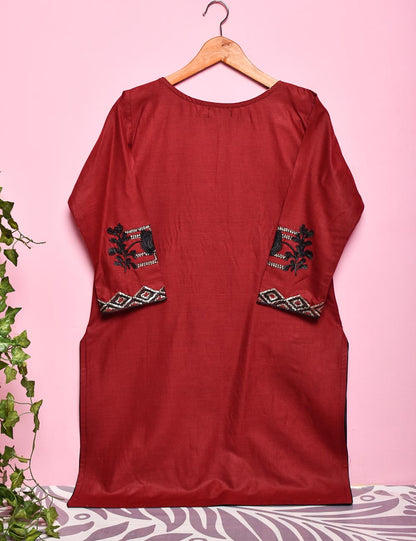 Cotton Embroidered Stitched Kurti - Limbo (TS-019C-Maroon)