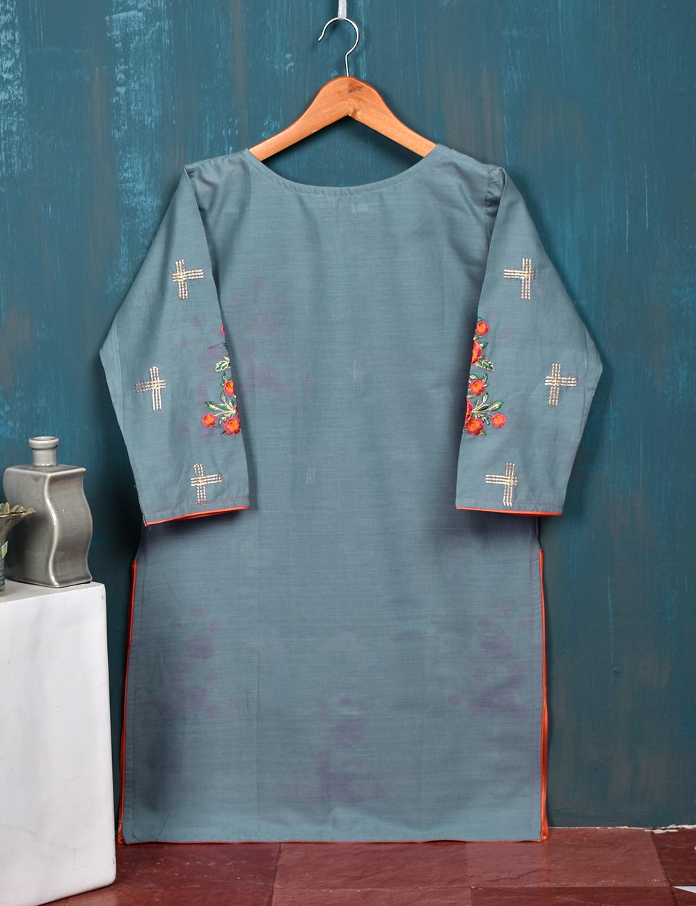 Cotton Embroidered Kurti - Luminous Dawn (T20-025A-Carolina)