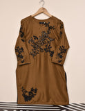 Tehwaar Winter Linen Embroidered Stitched Kurti - Mahogany (TW-06A-Brown)