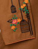 Cotton Embroidered Stitched Kurti - Majestic Cage (TS-021B-Brown)