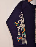 Cotton Embroidered Stitched Kurti - Majestic-Cage-(TS-021I-Dark-Purple)
