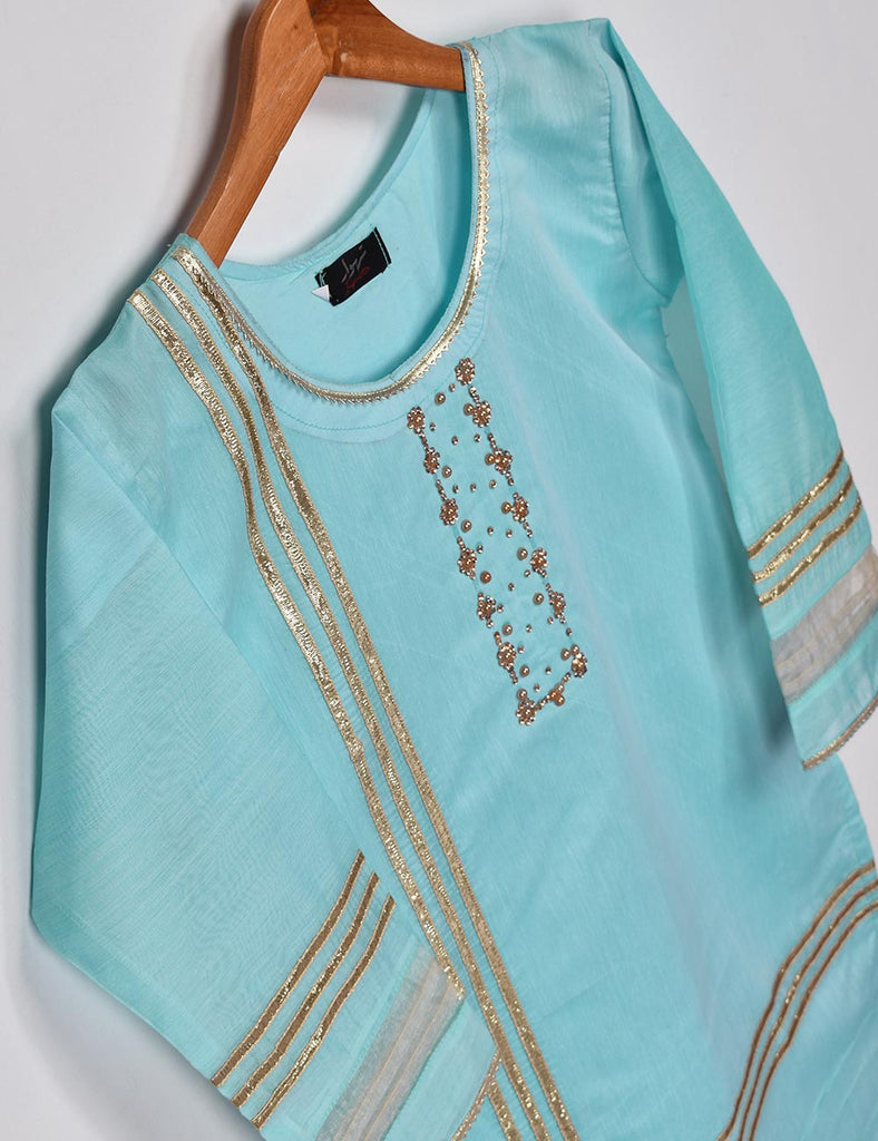 Paper Cotton Stitched Kurti - Margarite (T20-033-SkyBlue)
