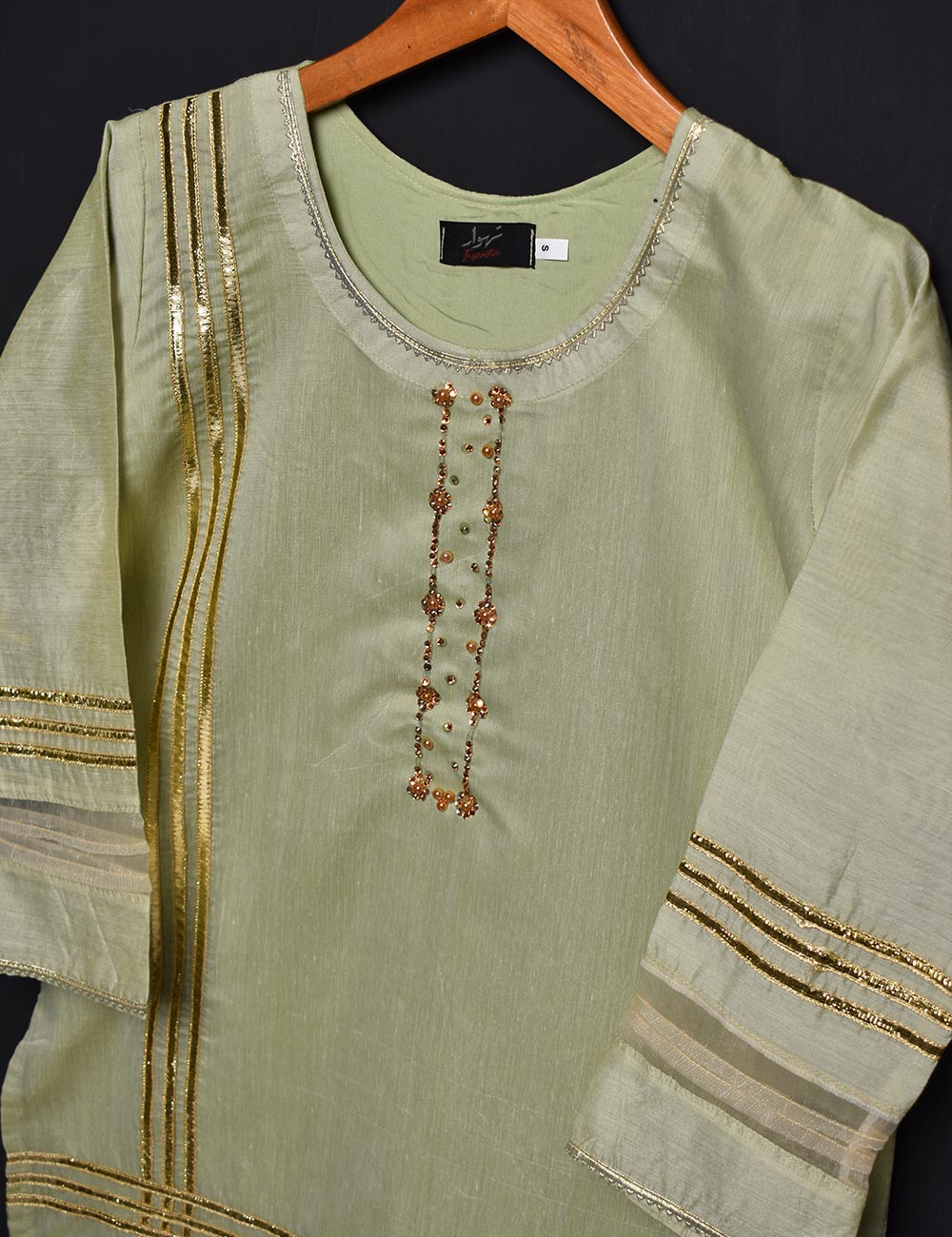 Paper Cotton Stitched Kurti - Margarite (T20-037-Pista)