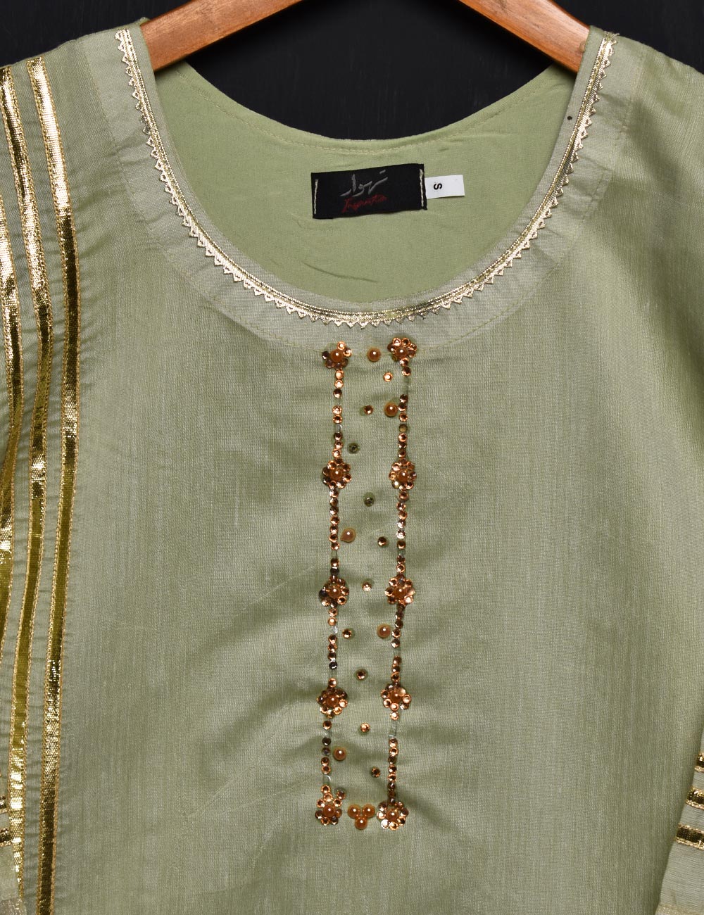 Paper Cotton Stitched Kurti - Margarite (T20-037-Pista)