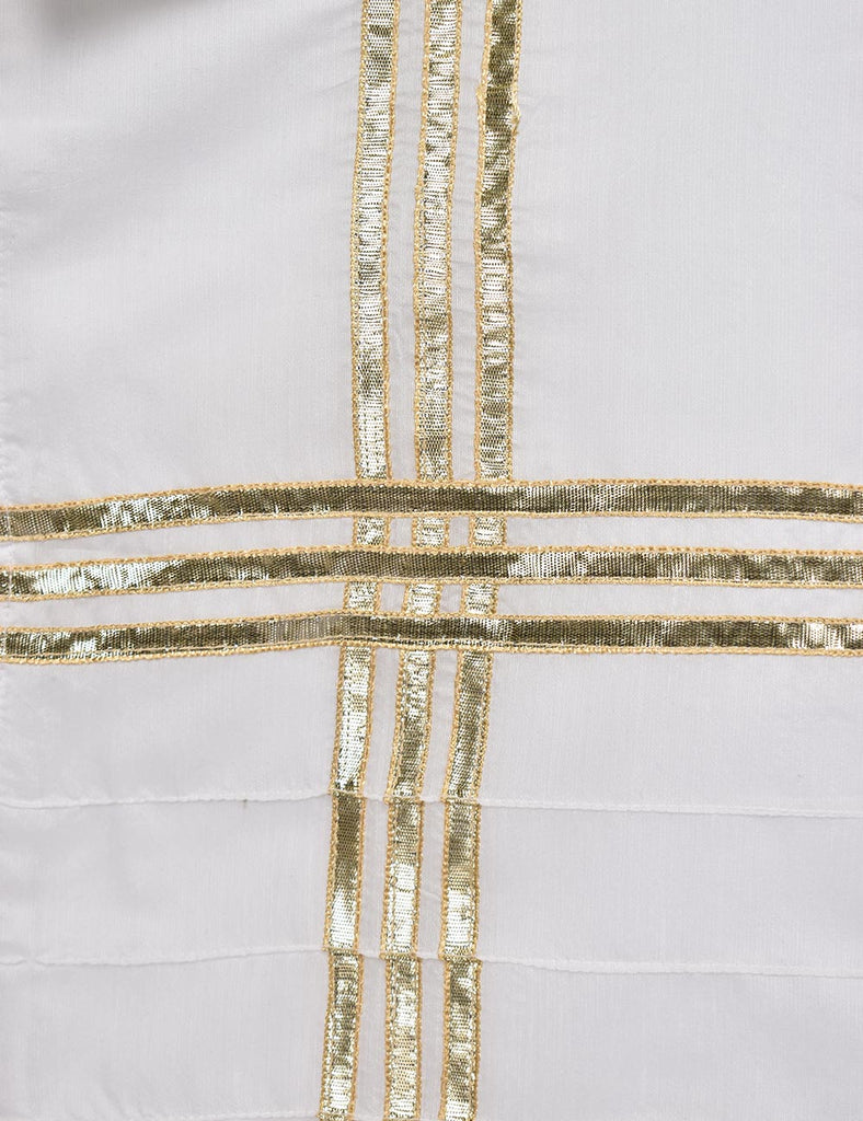 Paper Cotton Stitched Kurti - Margarite (T20-041-White)