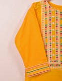 Cotton Embroidered Stitched Kurti - Midnight Wolf (TS-057B-Yellow)