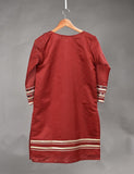 Paper Cotton Stitched Kurti with Mirror and Lace Work - Mirror Cut (T20-021C-Maroon)