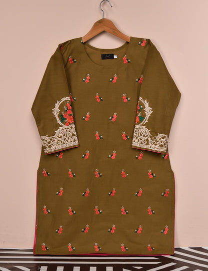 Cotton Embroidered Stitched Kurti - Moonstone (T20-049A-Mustard)