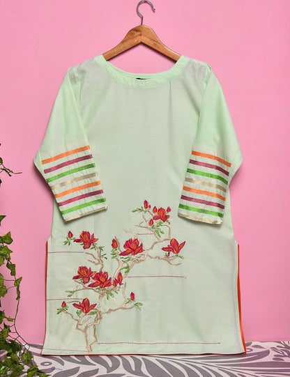 Cotton Embroidered Stitched Kurti - Neon Aurora (TS-018B-LightGreen)