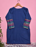 Cotton Embroidered Stitched Kurti - Neon Aurora (TS-018C-Blue)