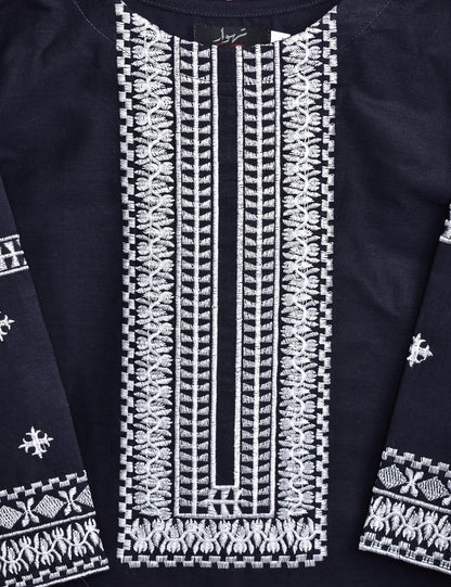 Cotton Embroidered Stitched Kurti - Orthodox (TS-041A-NavyBlue)