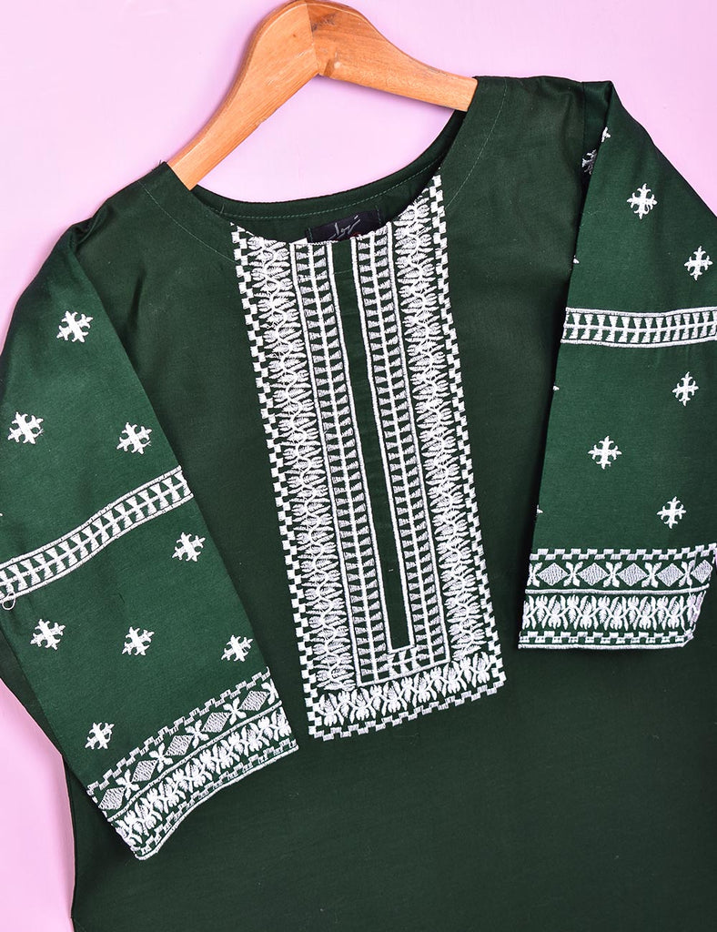 Cotton Embroidered Stitched Kurti - Orthodox (TS-041B-Green)