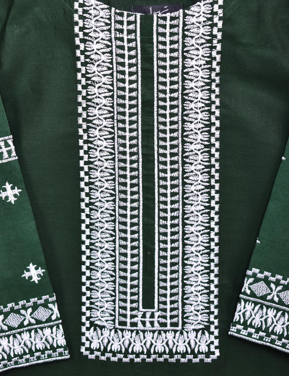 Cotton Embroidered Stitched Kurti - Orthodox (TS-041B-Green)