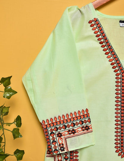 Cotton Embroidered Stitched Kurti - Outlandish (TS-011B-LightGreen)