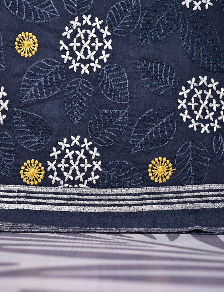 Cotton Printed & Embroidered Kurti - Sunny (P-199-19-Blue)