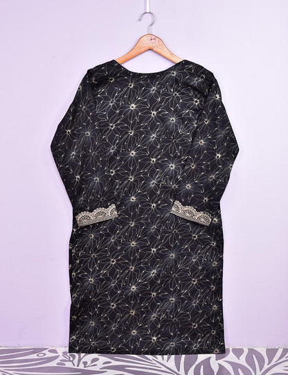 Cotton Printed and Embroidered Kurti - Blazzing (P-265-19-Black)