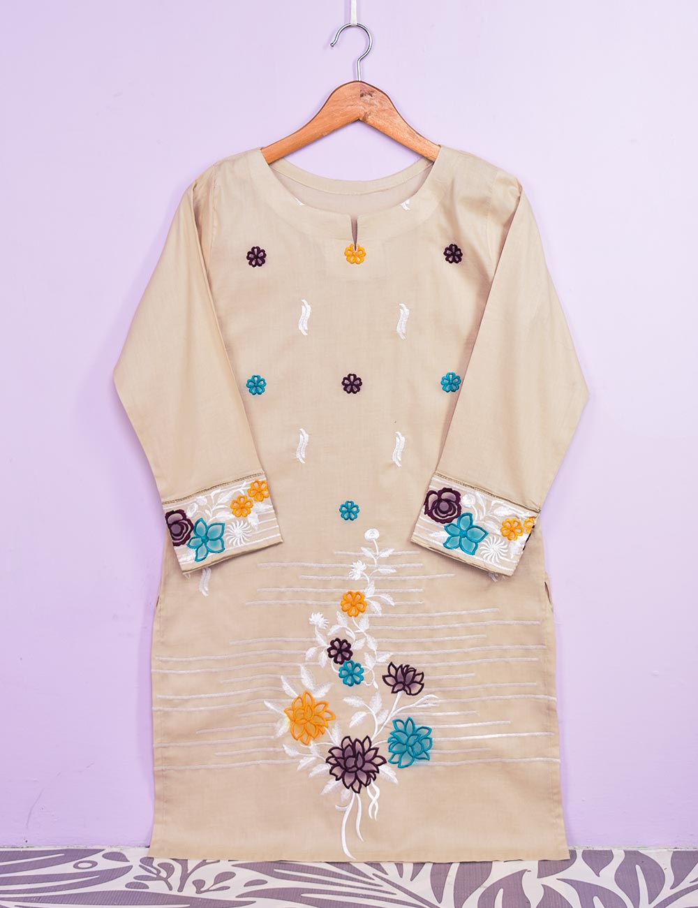 Cotton Embroidered Kurti - Color Candy (P-78-18-Skin)