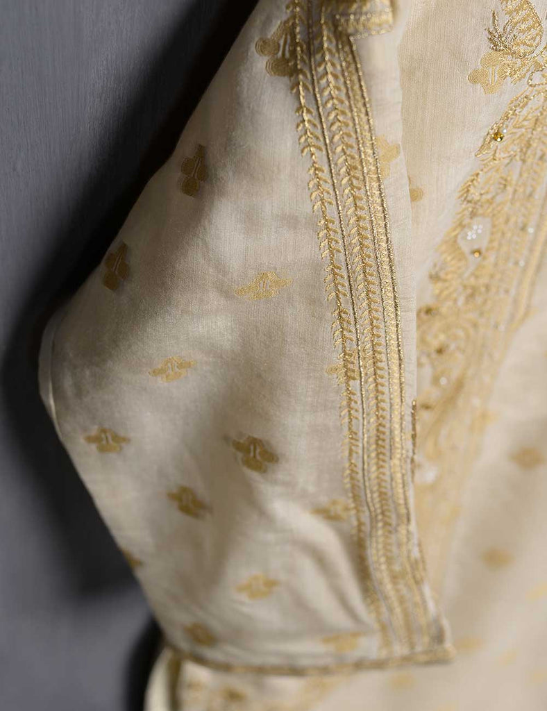 Khaddi Cotton Embroidered Kurti - Pearl Delight (TIE-01-Skin)