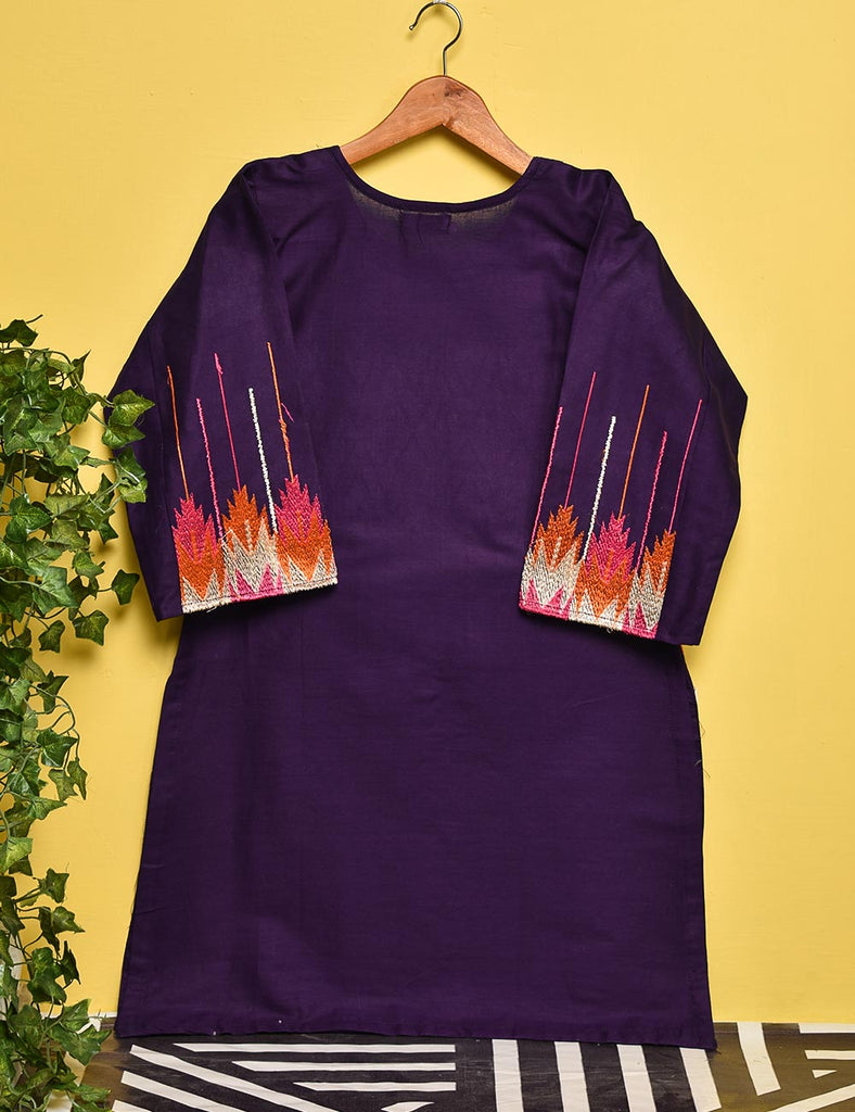 Cotton Embroidered Stitched Kurti - Peruvian Lily (TS-001B-Purple)
