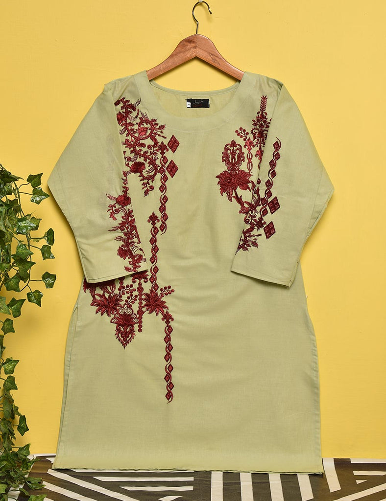 Cotton Embroidered Stitched Kurti - Phoenix (TS-013B-Green)