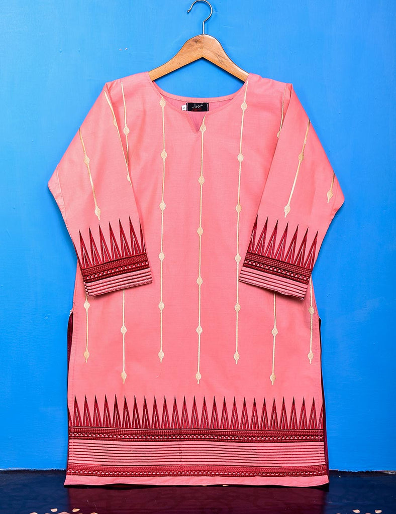 Cotton Embroidered Stitched Kurti - Phoenix (TS-035C-Pink)