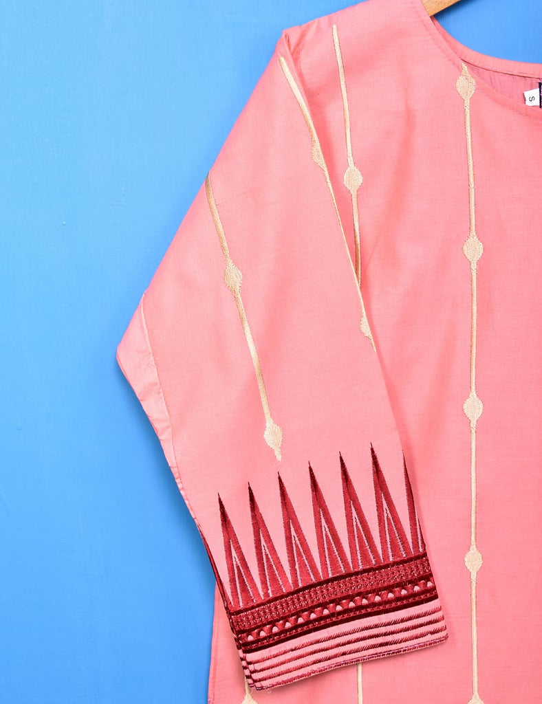 Cotton Embroidered Stitched Kurti - Phoenix (TS-035C-Pink)
