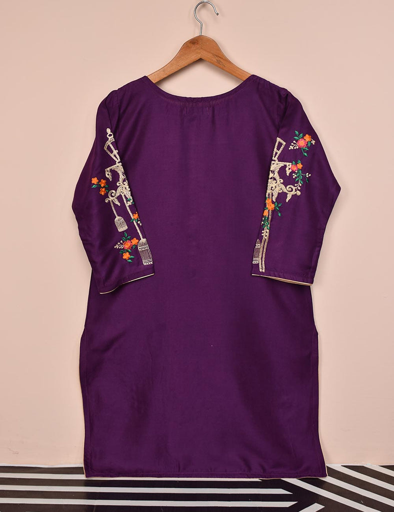 Tehwaar Winter Linen Embroidered Stitched Kurti - Phoenix (TW-07A-Purple)