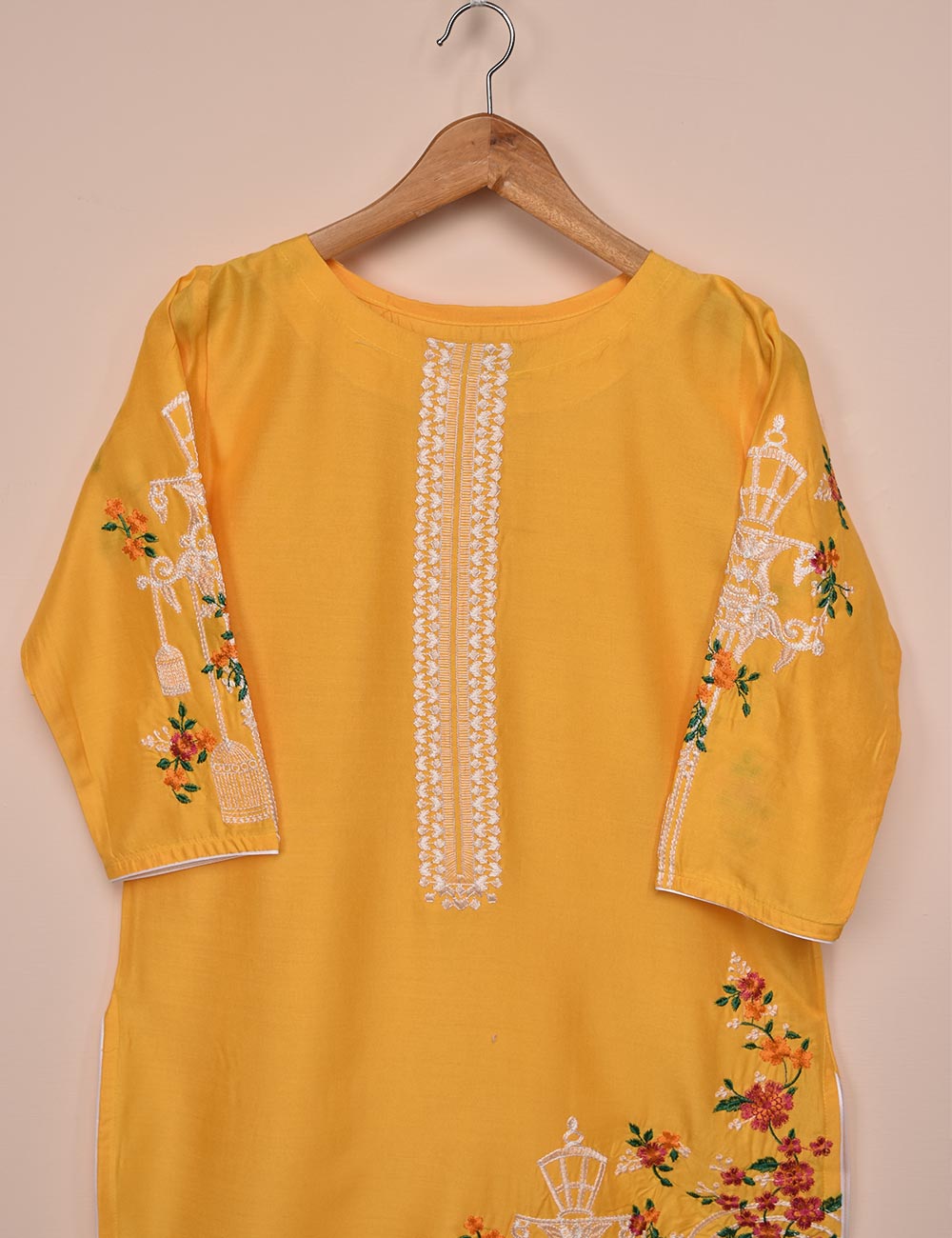 Tehwaar Winter Linen Embroidered Stitched Kurti - Phoenix (TW-07B-Yellow)