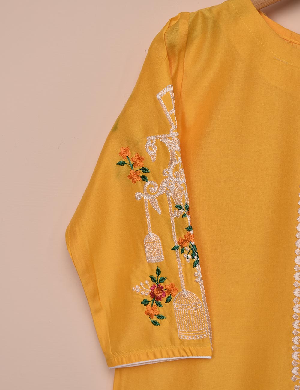 Tehwaar Winter Linen Embroidered Stitched Kurti - Phoenix (TW-07B-Yellow)