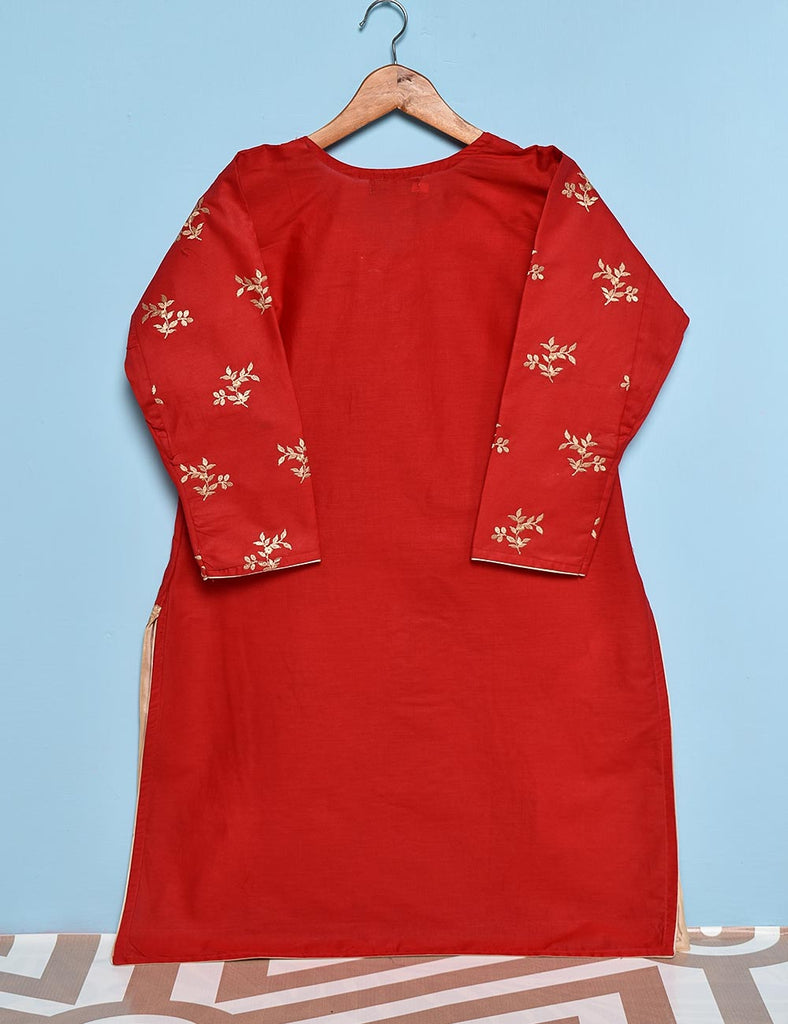 Cotton Embroidered Kurti - Poetic Essence (T20-011-Red)