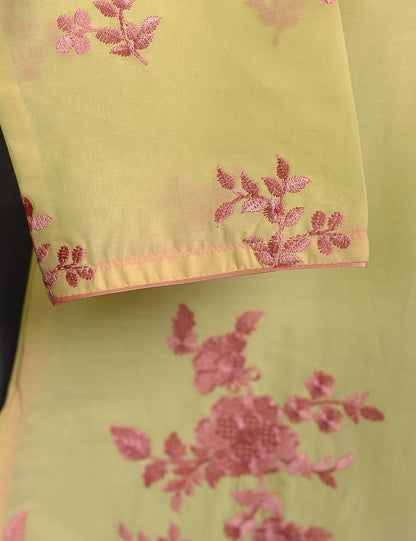 Cotton Embroidered Kurti - Poetic Essence (T20-012-Yellow)