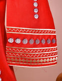 Cotton Embroidered With Net Embroidered Dupatta &amp; Banarsi Silk Trouser - Spirited Away (RTW-14-Red)