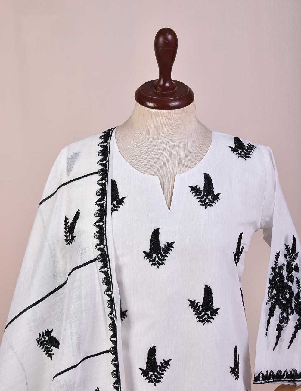 RTW-16-White - 3 Pc Embroidered Paper Cotton