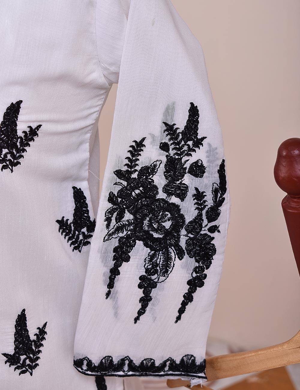 RTW-16-White - 3 Pc Embroidered Paper Cotton