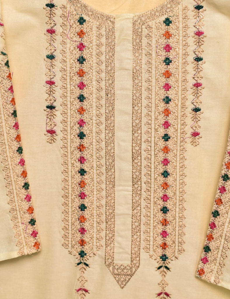 Cotton Embroidered Stitched Kurti - Rangooli (TS-012A-Cream)
