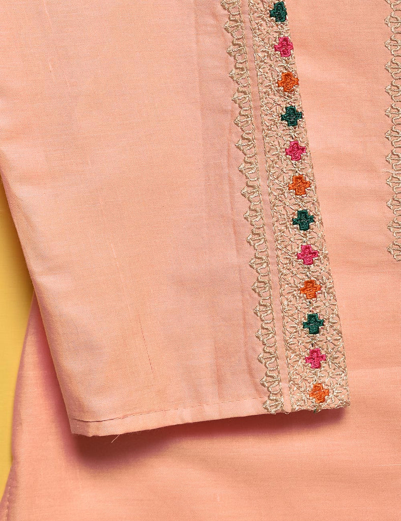 Cotton Embroidered Stitched Kurti - Rangooli (TS-012B-Pink)