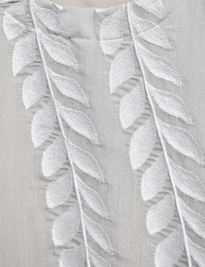 Paper Cotton Embroidered Stitched Kurti - Renewed Carnation (TS-007A-Grey)
