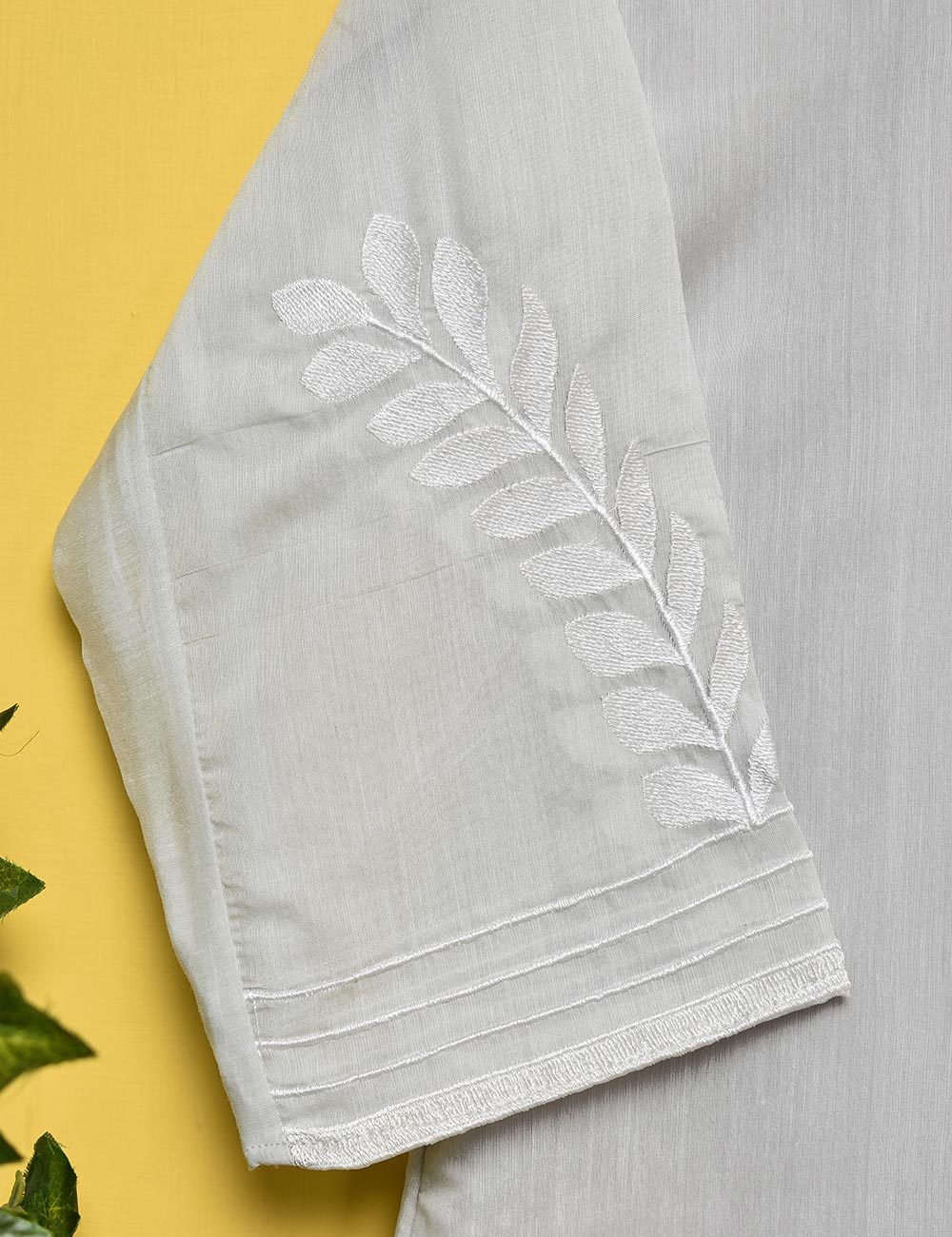 Paper Cotton Embroidered Stitched Kurti - Renewed Carnation (TS-007A-Grey)