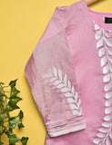 Paper Cotton Embroidered Stitched Kurti - Renewed Carnation (TS-007B-Pink)